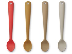 Liewood apple red multi mix baby spoons Siv silicone (4-pack)